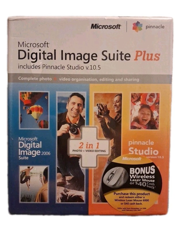 MS Digital Image Suite 2006 Plus Pinnacle Studio 10 PC CD photo editing tool BOX