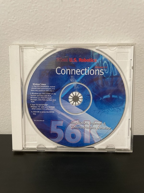 3Com U.S. Robotics Connections 56K CD ROM PC Game Program Windows Software
