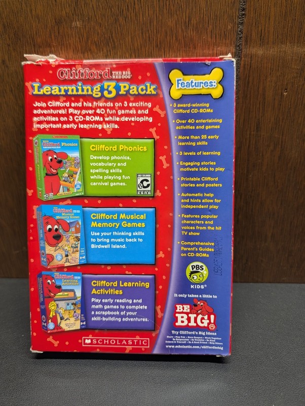 Vintage Scholastic Clifford the Big Red Dog Learning 3 Pack CD-ROM - Windows Mac gallery
