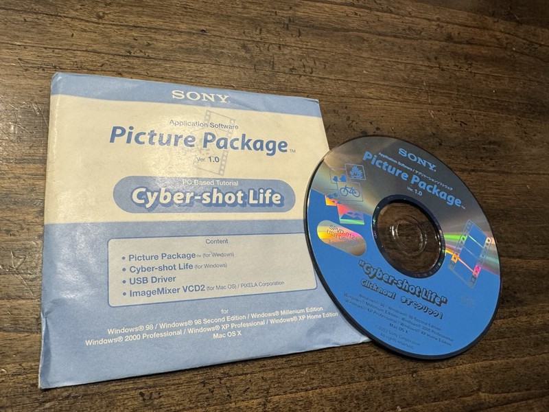 Sony Picture Package ver. 1.0 with SPVD-012 USB Driver for Cybershot Cameras NM