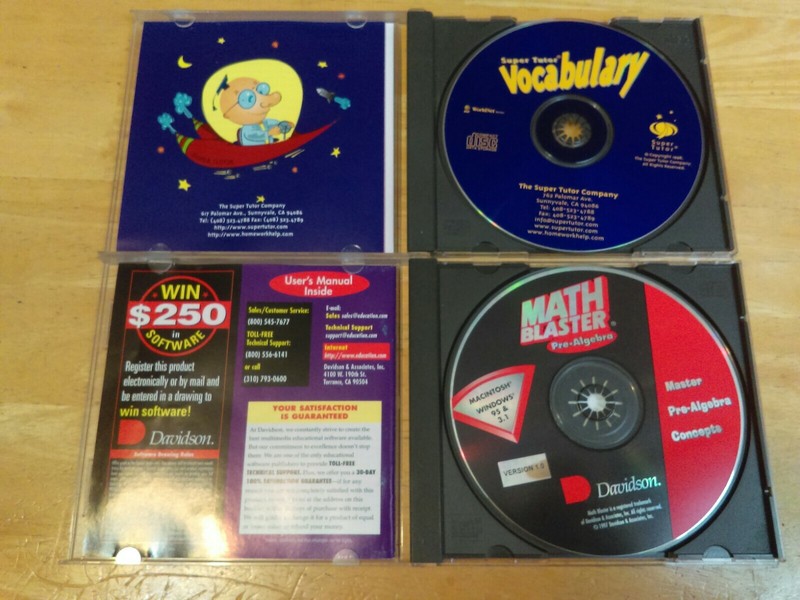 Lot of 2 Vocabulary w/ Games & MATH BLASTER Pre-Algebra Word Problems PC CD-ROM gallery