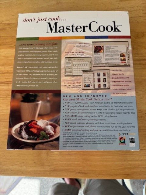 Mastercook Deluxe 5.0 PC CD learn to cook book recipes meals shopping lists tool gallery