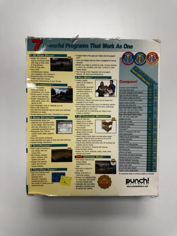 Punch! Super Home Suite PC CD-ROM 2003 7-in-1 design landscape furniture 3D gallery
