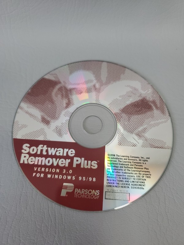 Parsons Technology Software Remover Plus v3.0 PC Computer Program 1998 CD CD-ROM
