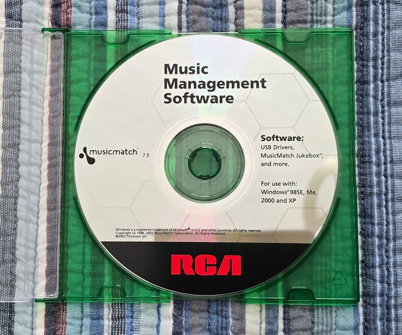 RCA Music Management Software USB Drivers MusicMatch PC CD Windows 98 ME 2000 XP