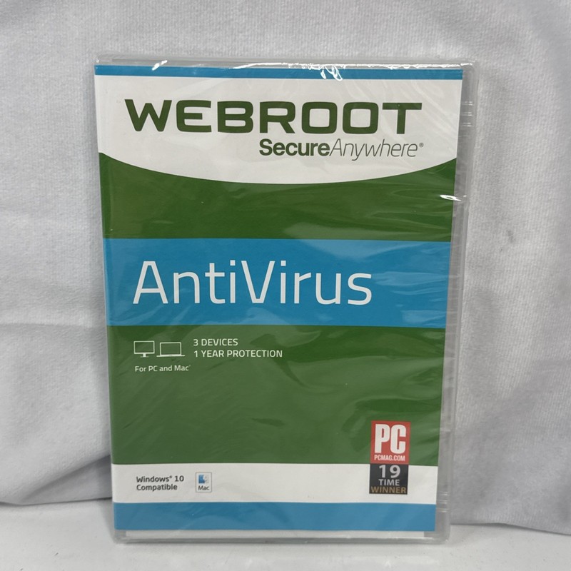 NEW Webroot Secure Anywhere Antivirus Windows 10 Compatible Mac 3 Devices SEALED