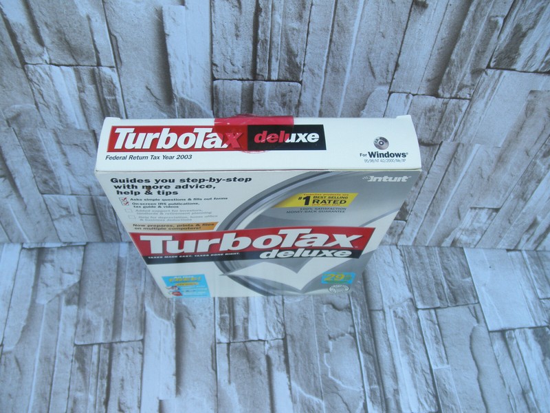 NEW (OPEN BOX) 2003 TURBOTAX DELUXE FEDERAL SOFTWARE WIN 95/98/NT 4.0/2000/ME/XP gallery