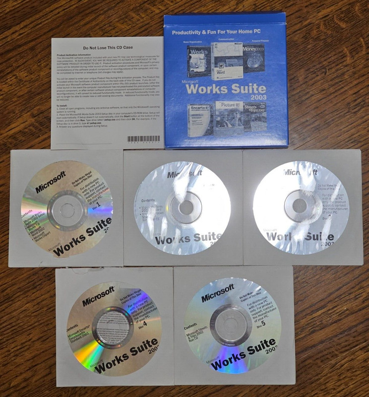 Microsoft Works Suite 2003 Software CDs – Comes With Product Key