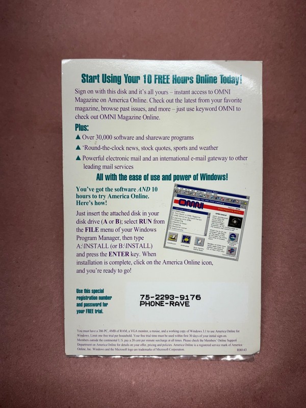 Vintage America Online Windows Version 1.1 Sealed in Package 3.5” Floppy Disk gallery