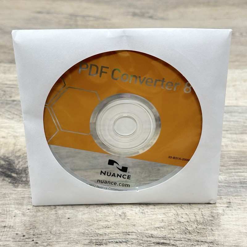 Nuance PDF Converter 8 Software Install Disc & Serial Numbers - Brand New