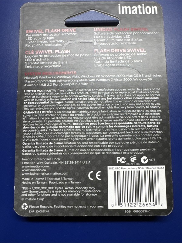 IMATION SWIVEL FLASH DRIVE 8GB/ Go-NEW gallery