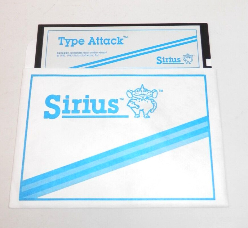Sirius Type Attack Program Disc • 5.25″ Floppy Vintage Typing Game Software 1983