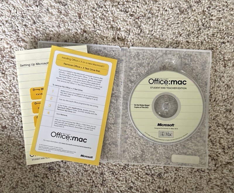 Microsoft Office:mac 2003 Student Teacher Edition w/ 3 Product Keys Mac