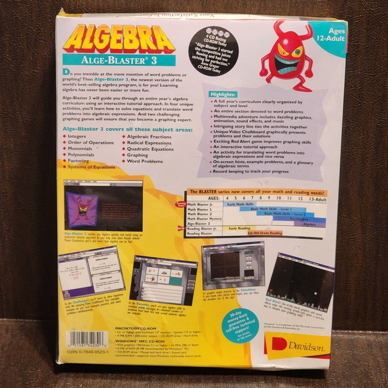 Alge-Blaster 3 Covers a Full Year of Algebra PC Windows 95, Macintosh gallery