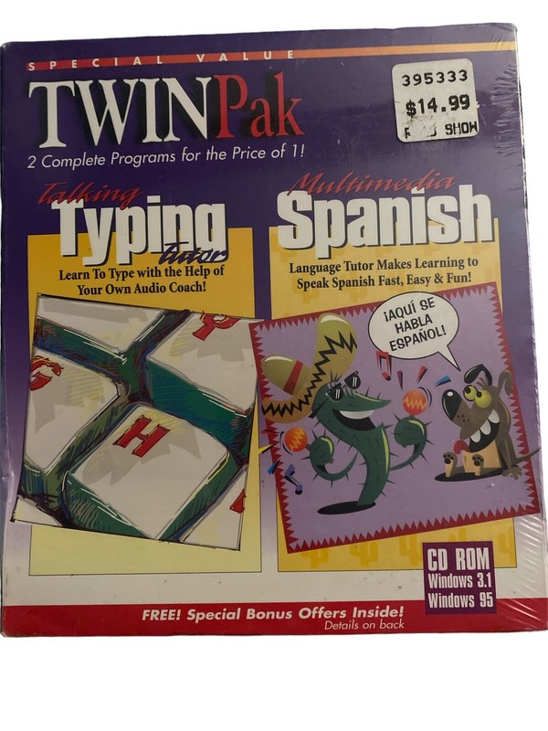 VTG TwinPak Talking Typing Tutor Multimedia Spanish Roms Windows 95 3.1 –