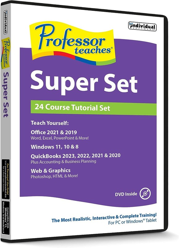 Professor Teaches Office 2021 & 2019, Windows 11, 10 8, QuickBooks 2023, 2022 PC