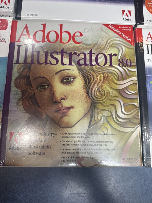 Lot x6: Adobe New Sealed Photoshop Illustrator Acrobat Ver 5 6 7 8 10 Mac gallery