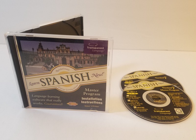 Learn Spanish Now! PC CD-Rom Version 7 Windows Mac 2 Disc Set Educational
