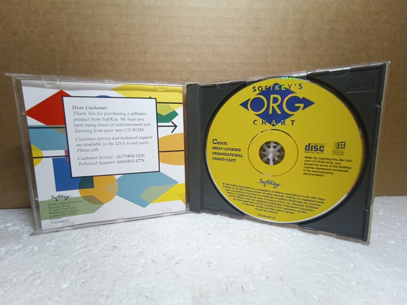 SoftKey Org Chart CD-ROM Windows 3.1 DOS 386SX Org Chart Maker Platinum CIB gallery