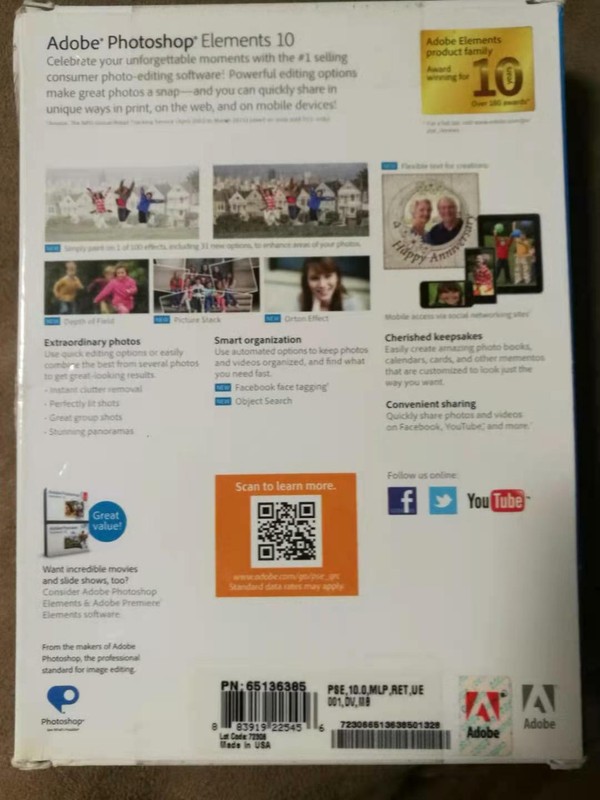 Adobe Photoshop Elements 10 for PC, Mac OS - Factory Sealed**Brand New** gallery