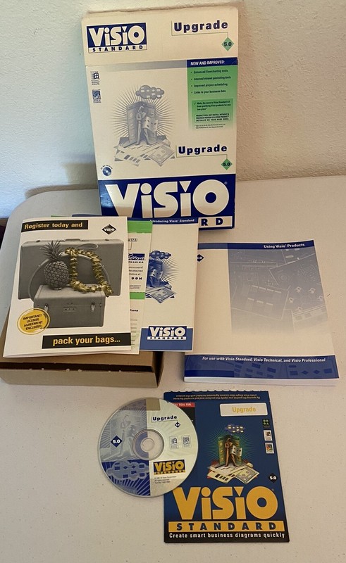 Visio Professional 5.0 Upgrade CD Windows NT / 95 Big Box Vintage Software