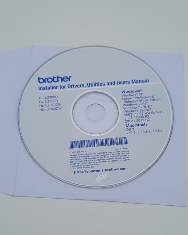 Brother HL-L2300D, HL2320D, HL2340DW & HL-2360DW – Drivers Utilities Manuals CD