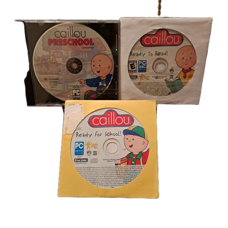 Caillou Learning 3 PC Disk Ready To Read, Preschool, Ready For School, Used