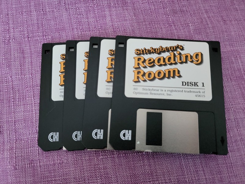 Macintosh Mac Game Stickybears Reading Room 4 Disk PC Childrens Learning Vintage