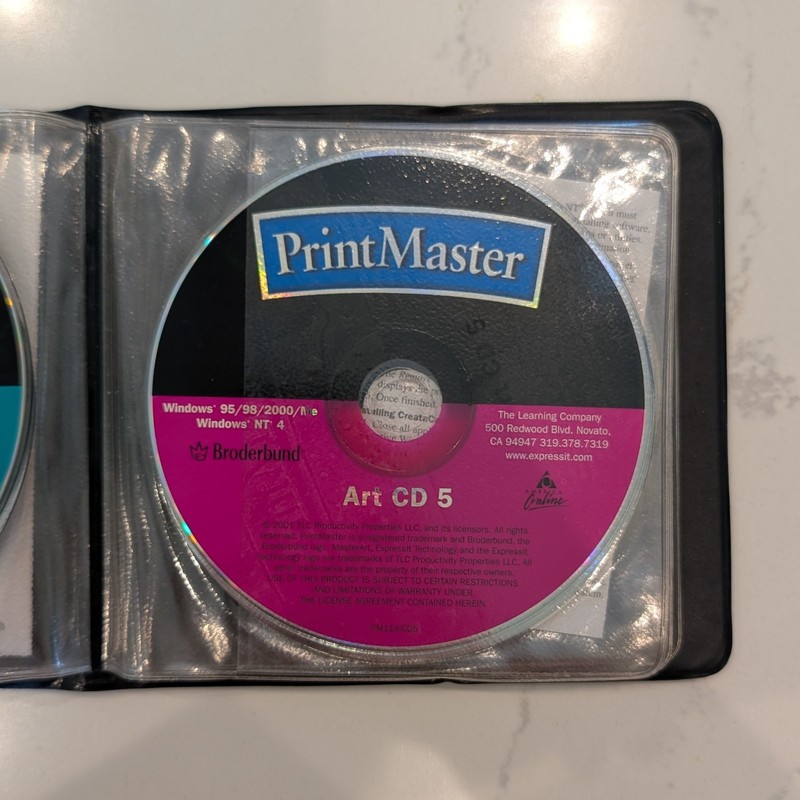 Printmaster Platinum 11 Broderbund 8 Disc Set Art Program Windows 95 98 2001 gallery