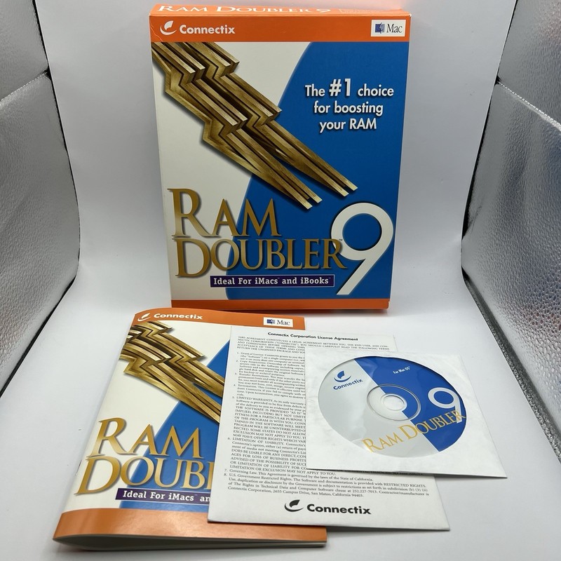 Ram Doubler 9 for Apple Mac iMacs and iBooks by Connectix Complete in Big Box