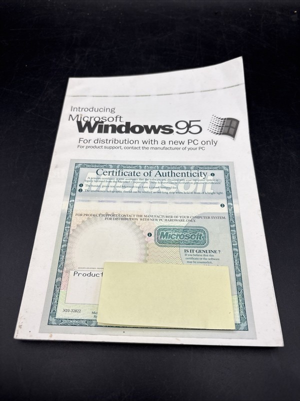 Microsoft Windows 95 Introducing Windows Manual w/COA and Product Key NO CD