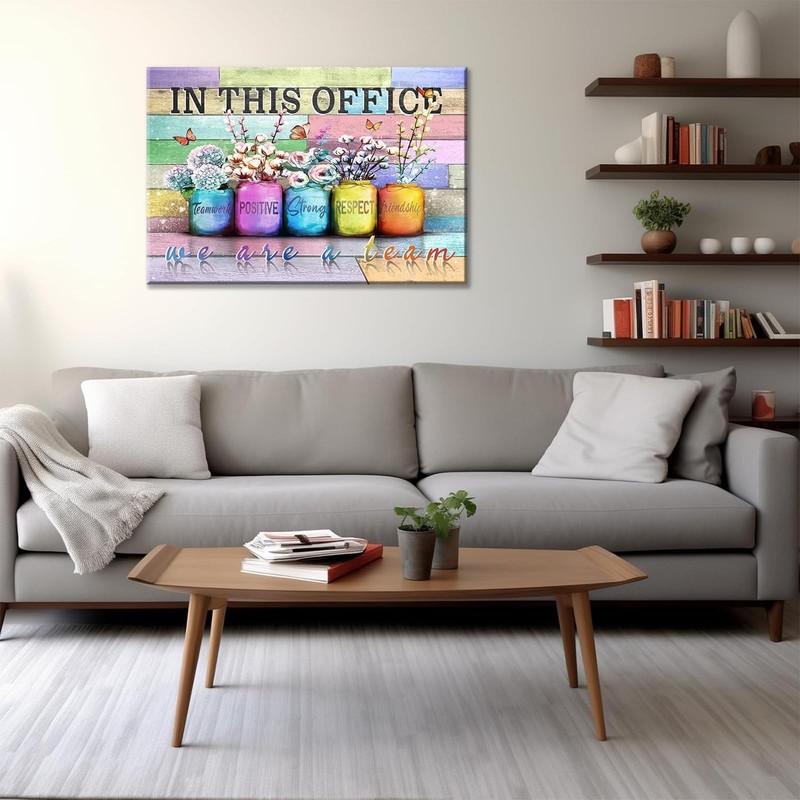 Inspirational Office Canvas Wall Art In This Office We Are A Team Motivation ... gallery