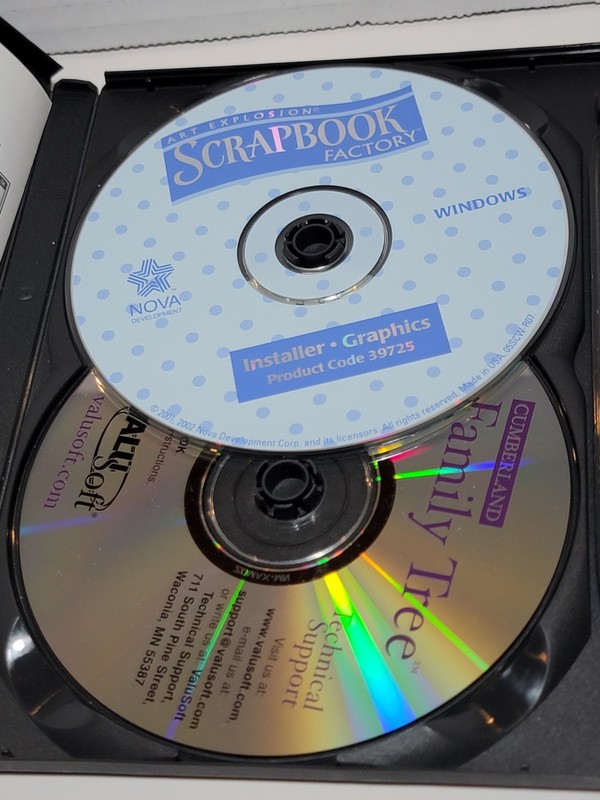 Art Explosion Scrapbook Factory & Cumberland Family Tree Windows ME 2k XP CD-ROM gallery