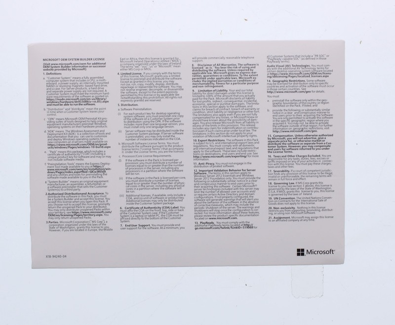 Microsoft Windows server 2019 datacenter 64Bit 16 Core License Key DVD&COA