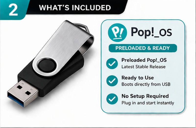 Pop!_OS LTS Bootable USB Drive 64 Bit Latest Linux Live Installer Fast Setup gallery