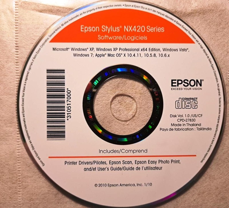 Epson Stylus NX420 Series Drivers Software CD for Windows & Mac OS