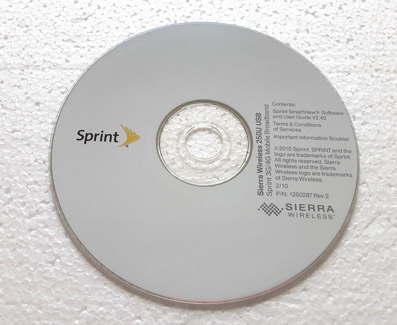 Sprint Sierra Wireless 250U USB Smartview Software and User Guide V2.40 2010 CD gallery