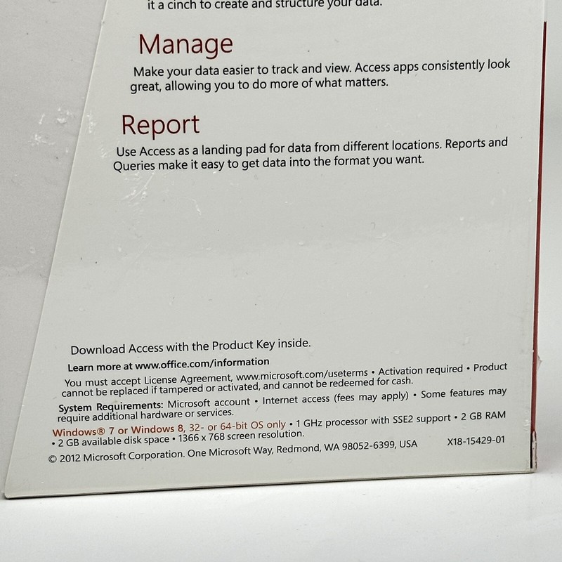 Microsoft Access 2013 SKU 077-06368 Full Retail Sealed Product Key Card NO DISC gallery