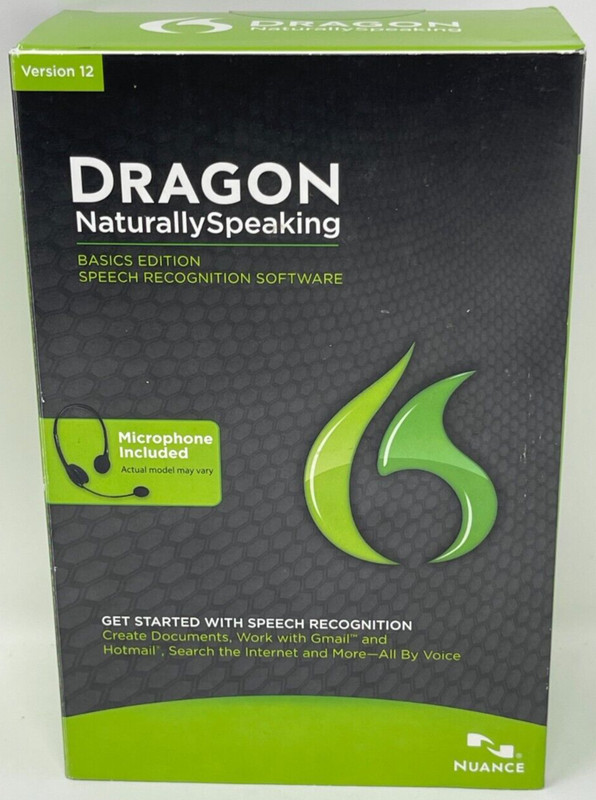 Nuance Dragon NaturallySpeaking 12 Basic Speech Recognition Software App Windows