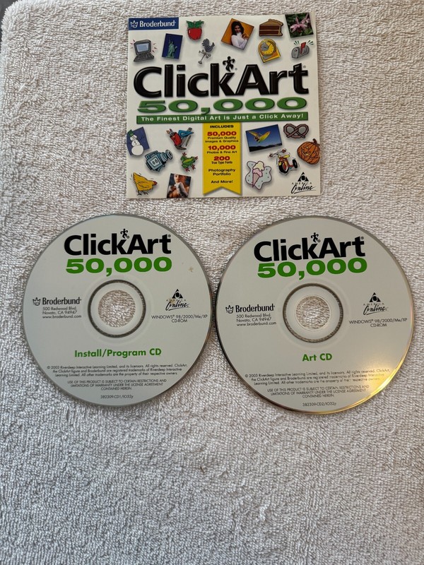 Broderbund ClickArt 50,000 (PC 2003) – TWO CD’S WITH INSTALL BOOKLET ONLY!!!