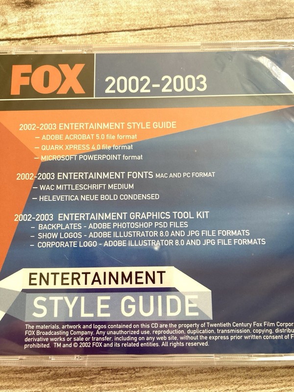Fox Broadcasting Company 2002-2003 Entertainment Style Guide CD ROM SEALED gallery