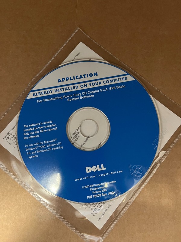 Dell Reinstalling Roxio Easy CD Creator 5.3.4 SP8 Basic System Software
