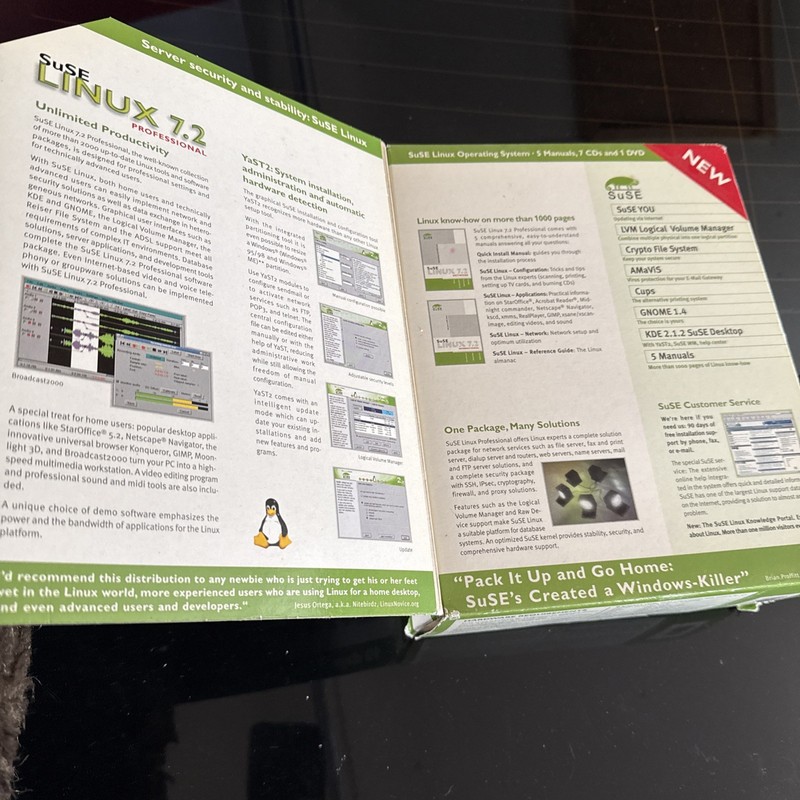NEW FACTORY SEALED SuSE Linux 7.2 Professional 8 Disc CD Rom - Big Box / 8 Disc gallery