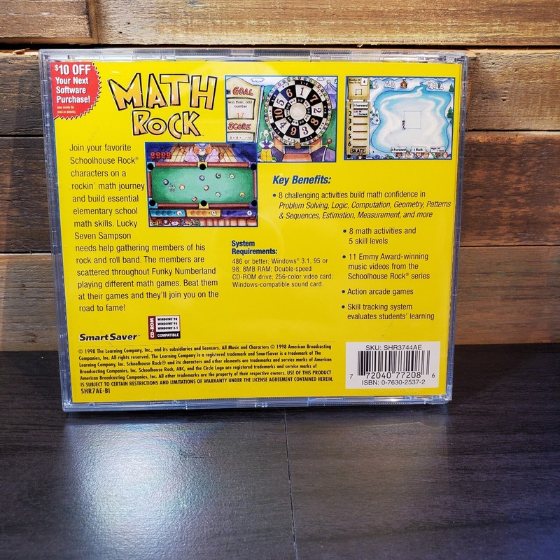 Vtg School House Rock Math Rock 1998 CD-ROM The Learning Company Age 6-10 Win gallery