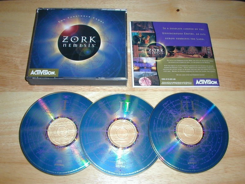 Zork Nemesis The Forbidden Lands PC 3 CD-ROMs Infocom Activision 1996 Win.95 DOS