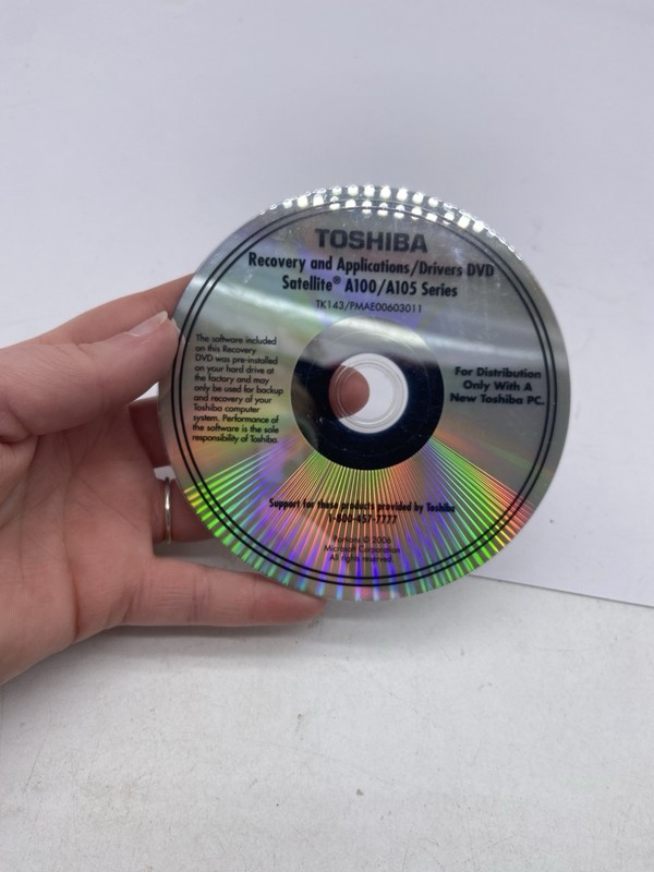 Toshiba Satellite A100/ A105 Recovery & Applications Drivers DVD Windows OS Disc