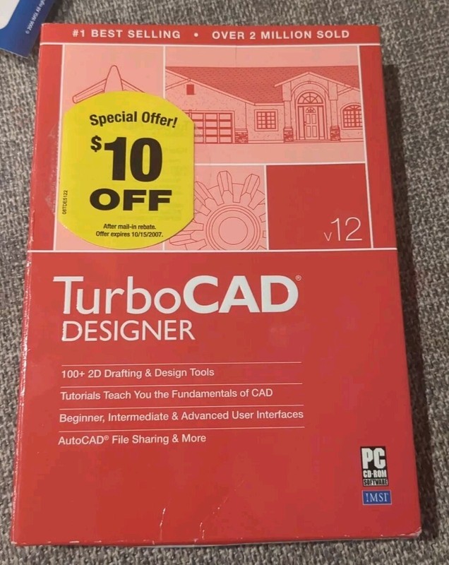 TurboCAD DESIGNER v12 Windows 2000/XP TurboCAD w/Guide And Original Packaging