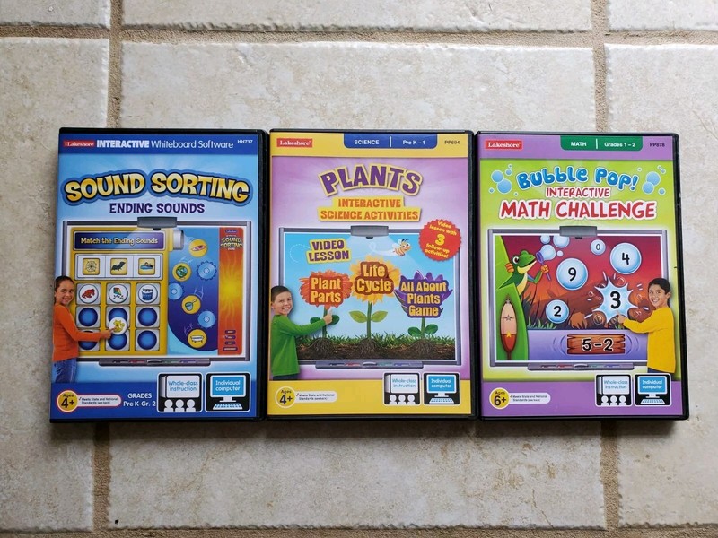 Lakeshore PC Interactive Games Set Of 3. Bubble Pop, Sound Sorting, Plants
