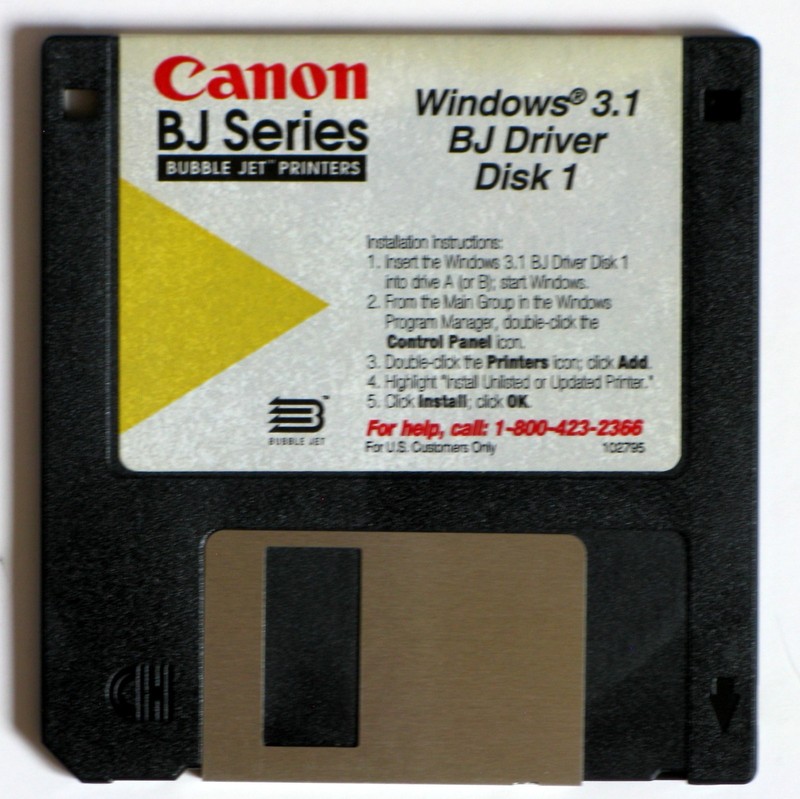 👀 Canon BJ Series, Bubble Jet Printers Driver for Windows 3.1, 3.5″ Disk, 💾✅🆗