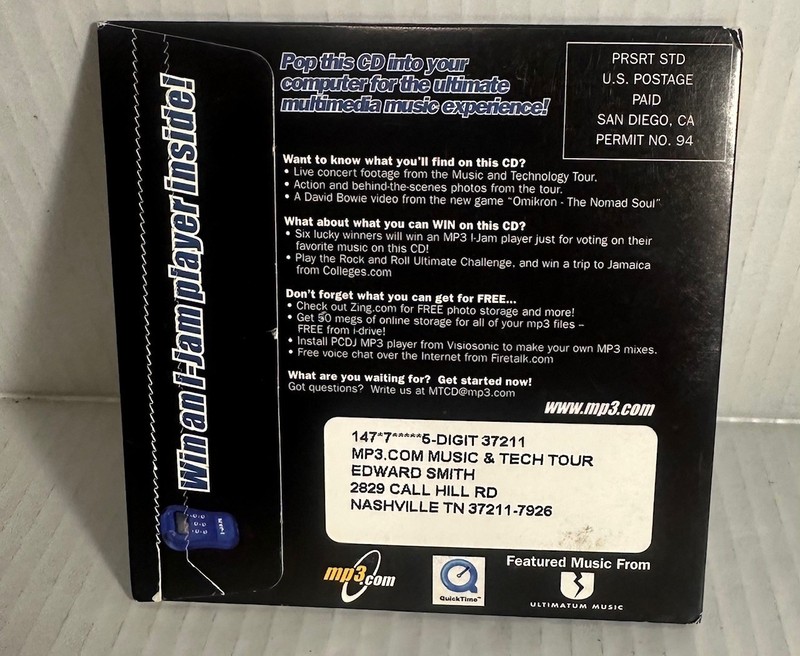 The MP3.com Music and Technology Tour CD 1999 Promo Sampler PC Computer Disc NEW gallery